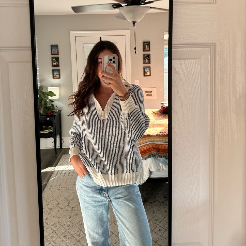 Aerie Stripped Collar Sweater
